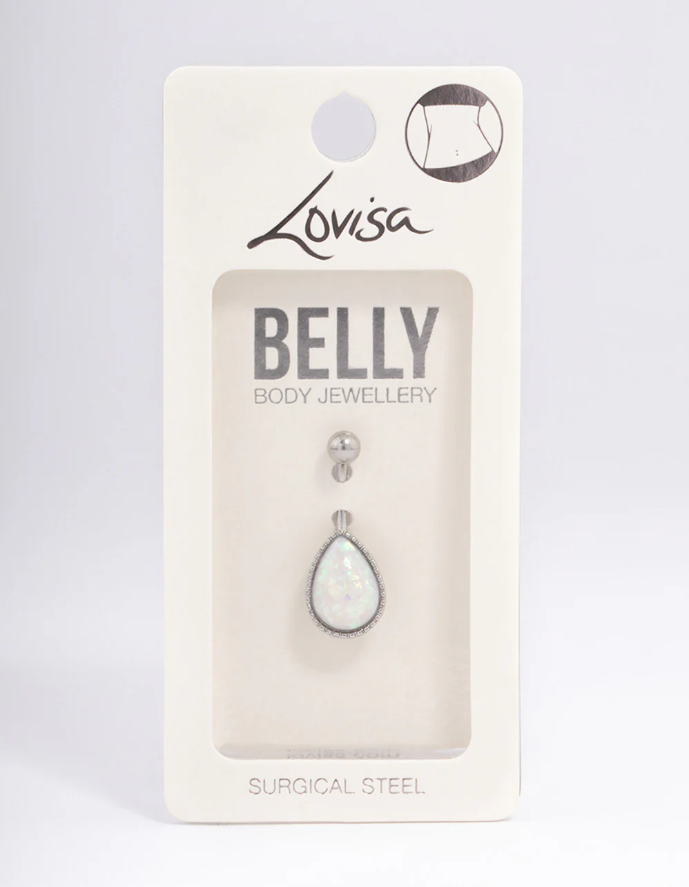 Surgical Steel Opal Pear Belly Ring - Image 3