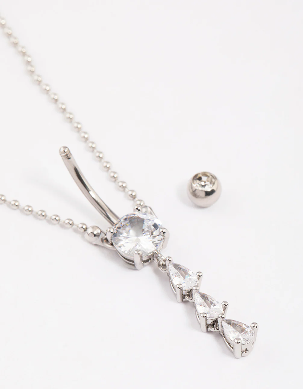 Surgical Steel Pear Drop Belly Ring Chain - Image 3