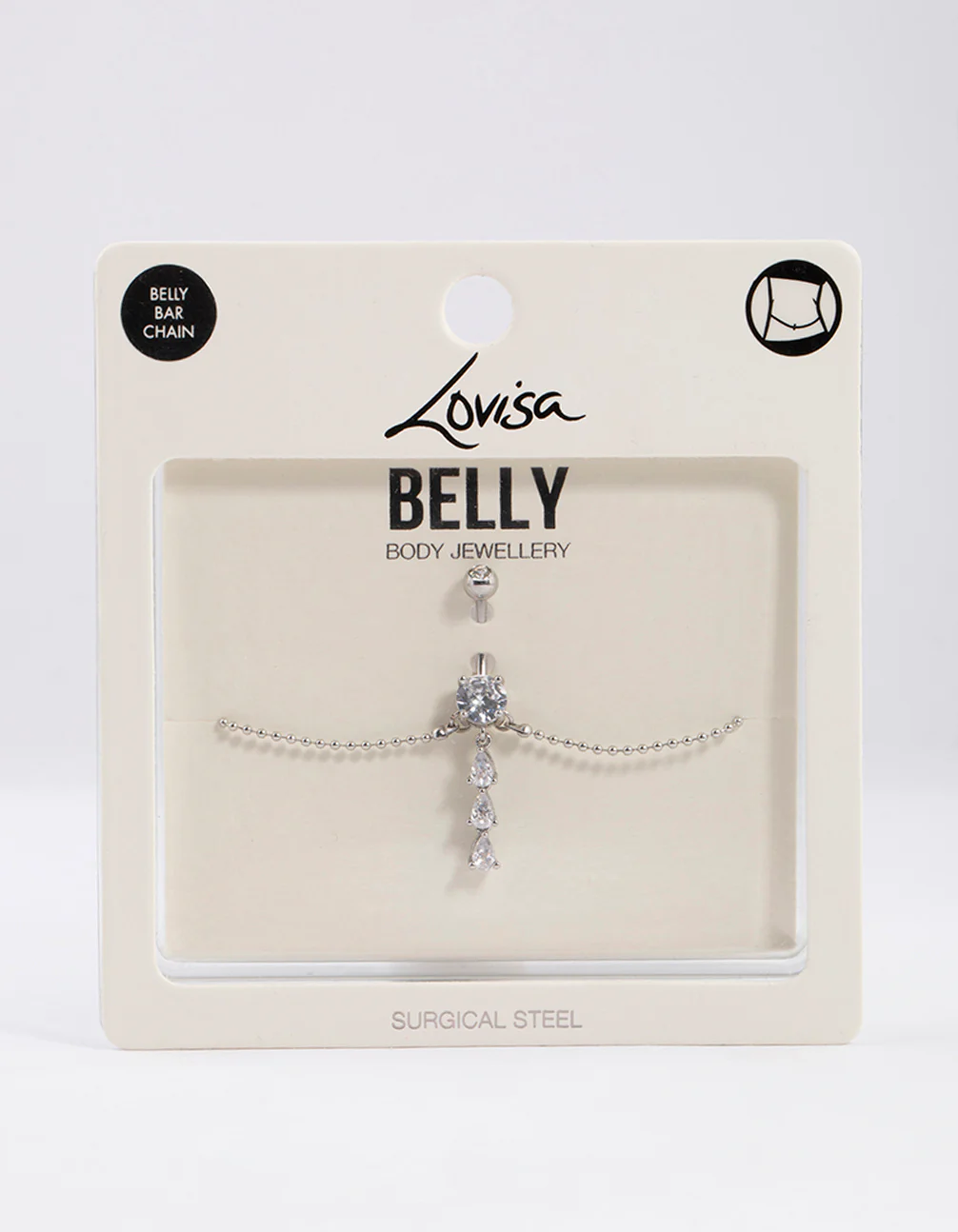 Surgical Steel Pear Drop Belly Ring Chain - Image 4