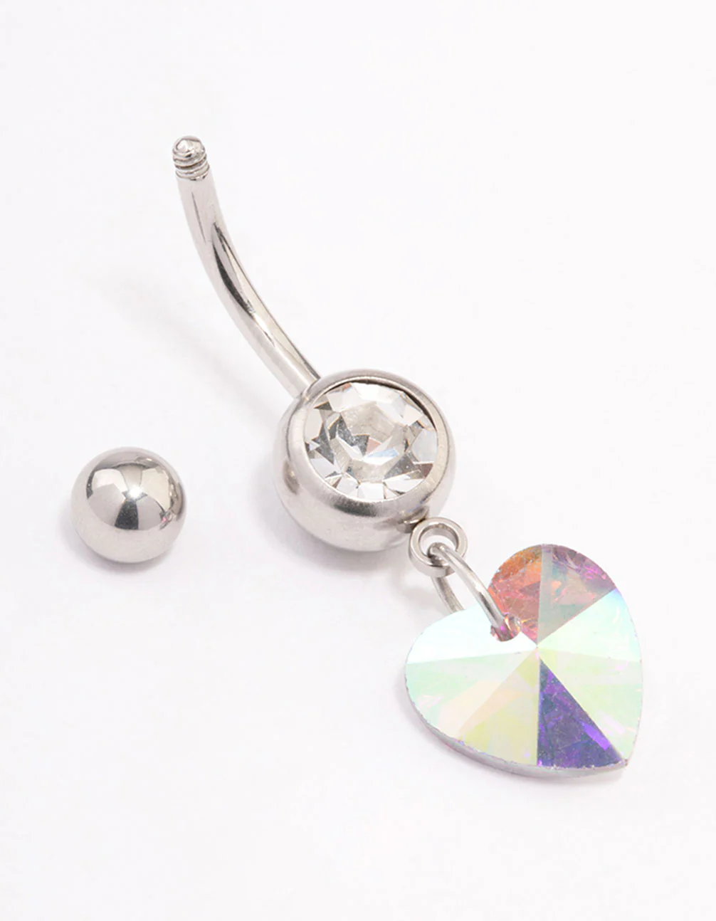 Surgical Steel Single Heart Drop Belly Ring - Image 2
