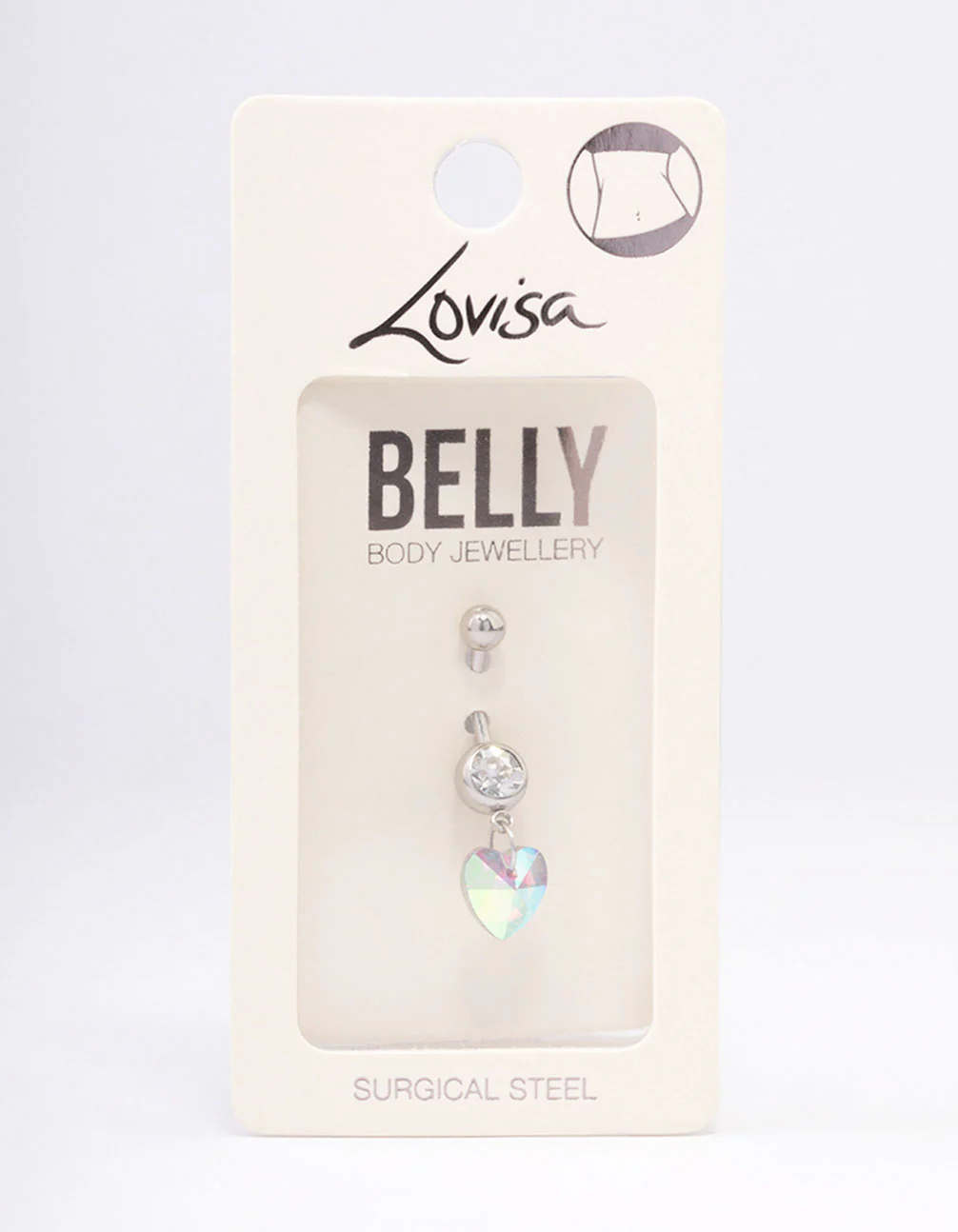 Surgical Steel Single Heart Drop Belly Ring - Image 3