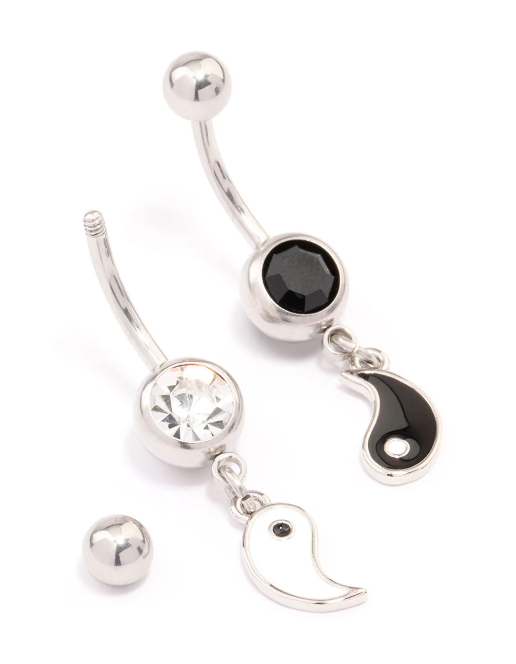 Surgical Steel Yin & Yang Drop Belly Ring Pack - Image 2