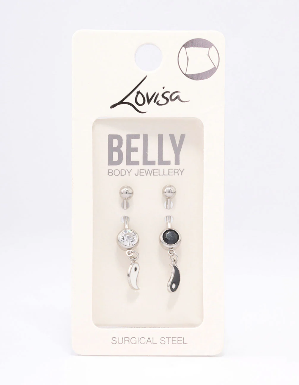 Surgical Steel Yin & Yang Drop Belly Ring Pack - Image 3
