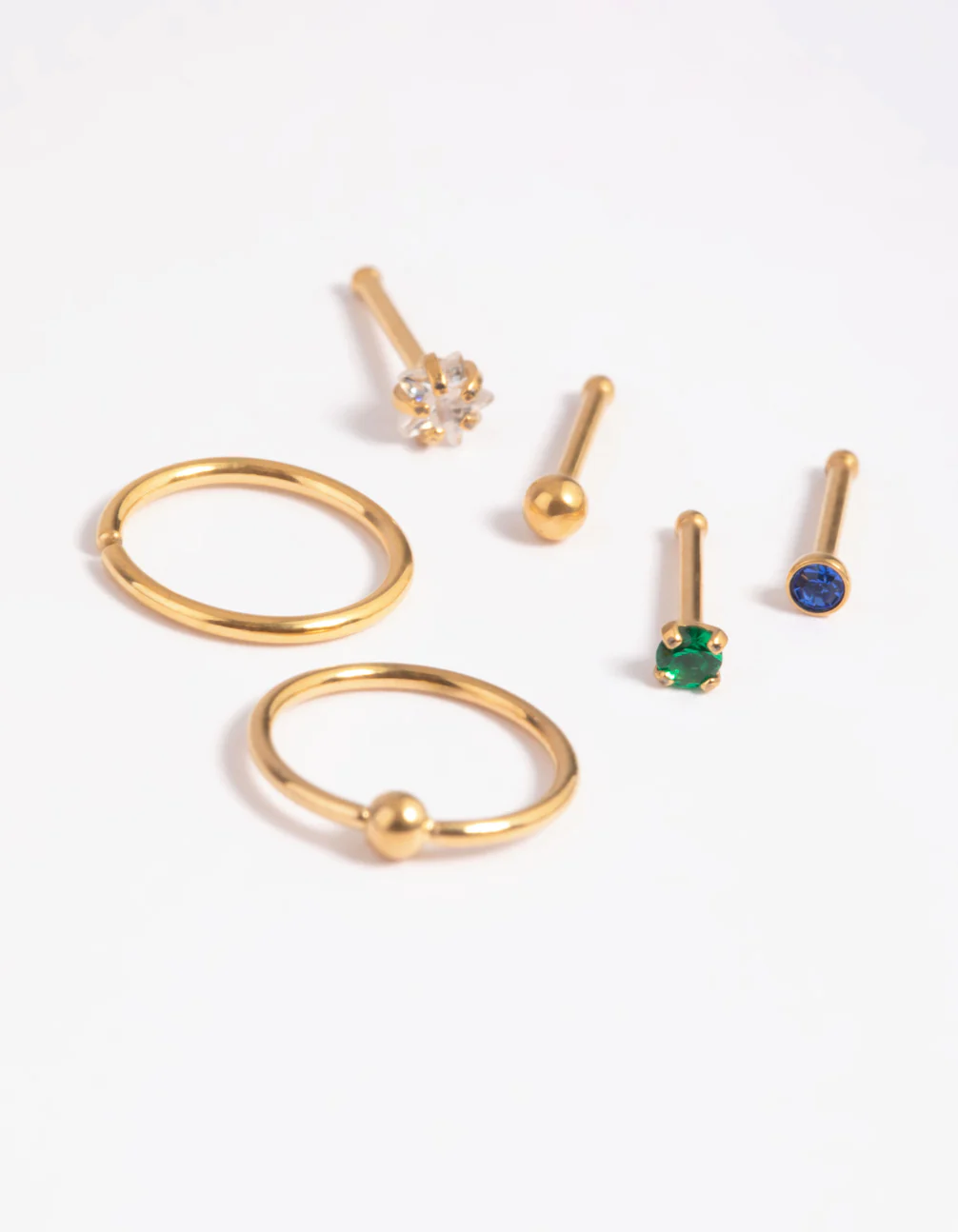 Gold Plated Titanium Green Nose Studs - Image 2