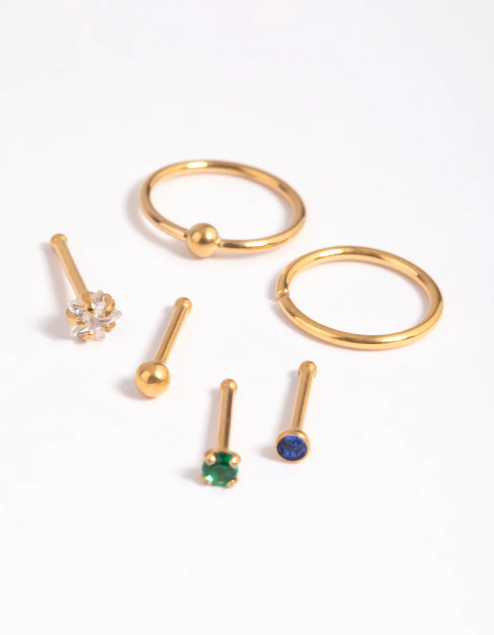 Gold Plated Titanium Green Nose Studs - Image 3