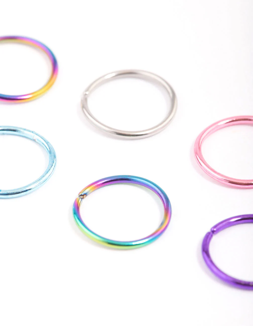 Surgical Steel Metallic Nose Ring 6-Pack - Image 2