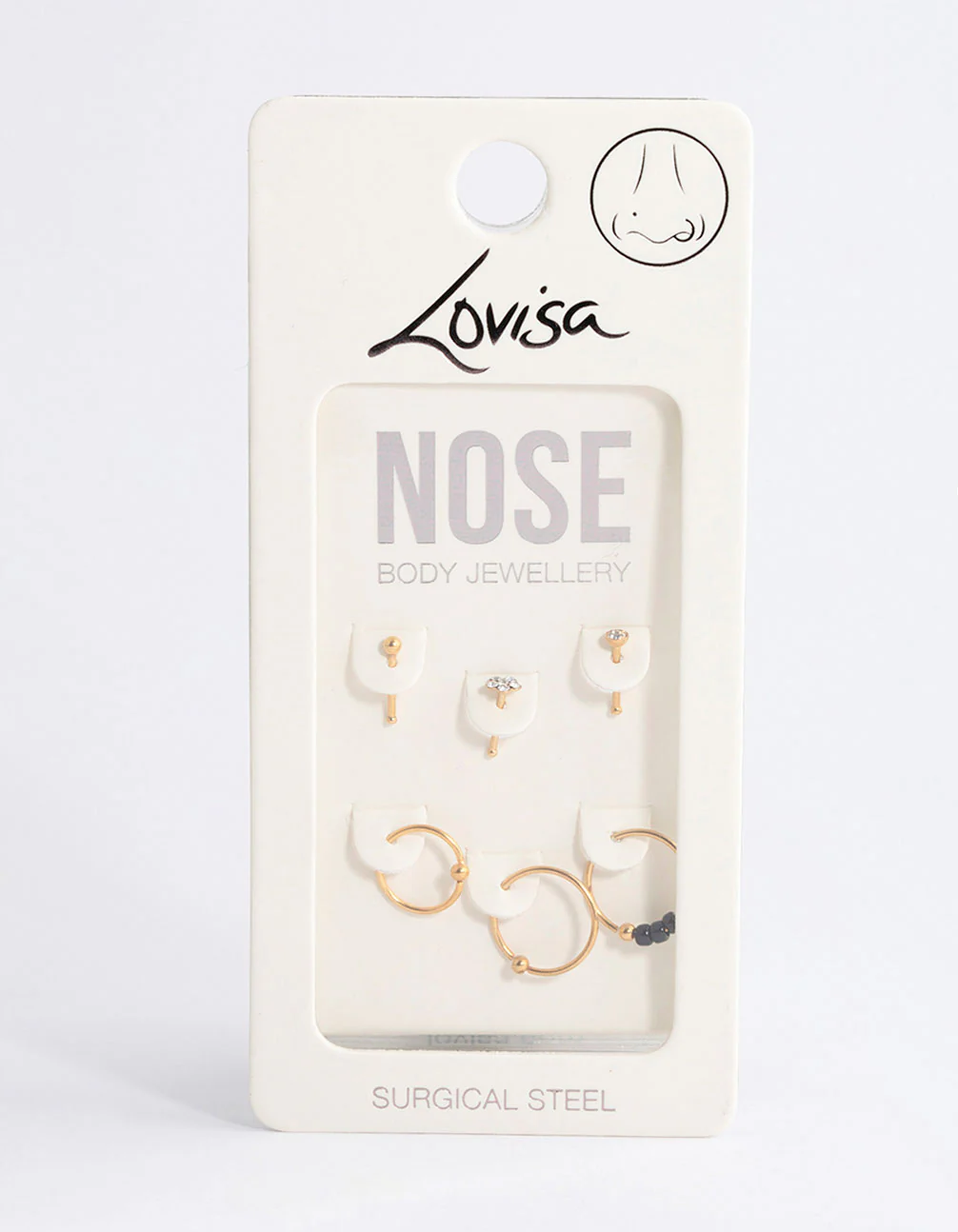 Gold Plated Surgical Steel Cubic Zirconia Flower Nose Stud 6-Pack - Image 4