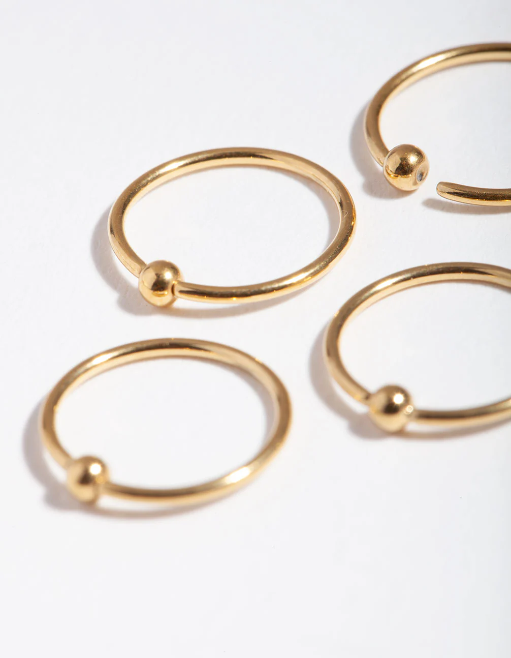 Gold Ball Nose Ring 4-Pack - Image 3