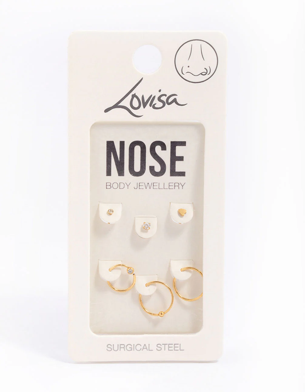 Gold Plated Surgical Steel Bone & Ball Nose Ring 6-Pack - Image 3