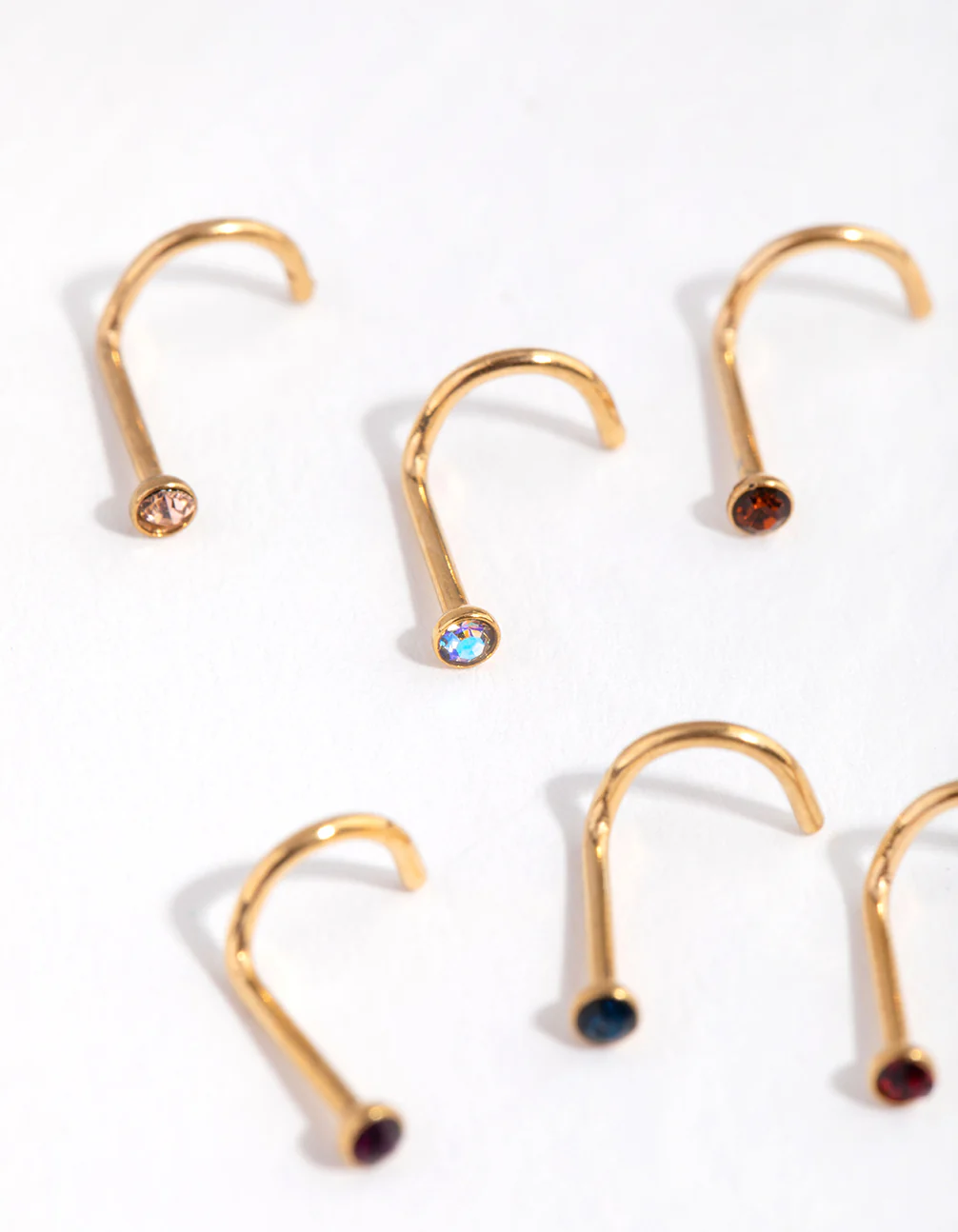 Surgical Steel Gold Classic Gem Nose Stud 6-Pack - Image 2
