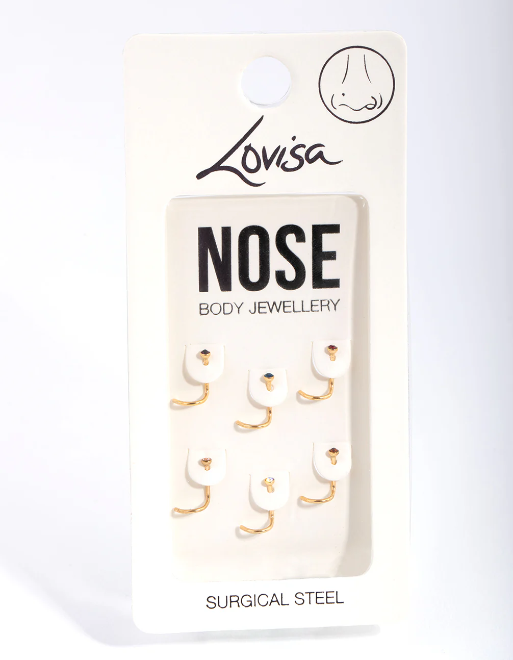 Surgical Steel Gold Classic Gem Nose Stud 6-Pack - Image 3
