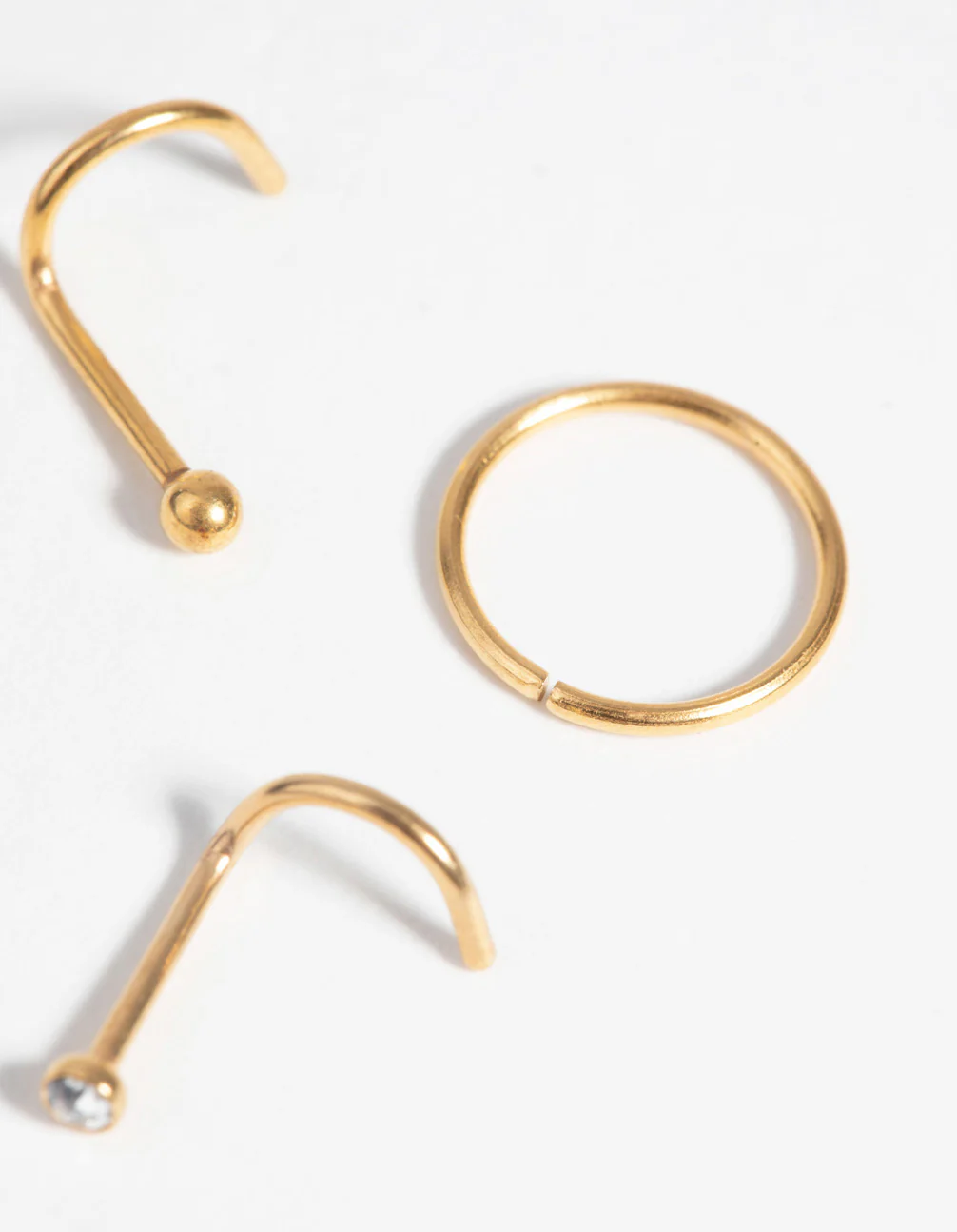 Gold-Plated Surgical Steel Nose Stud & Ring Pack - Image 2