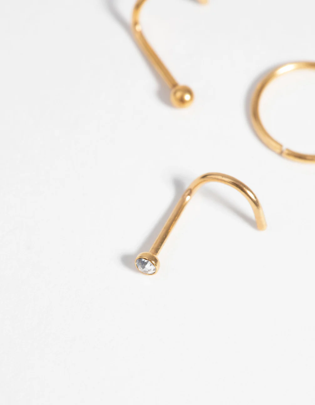 Gold-Plated Surgical Steel Nose Stud & Ring Pack - Image 3