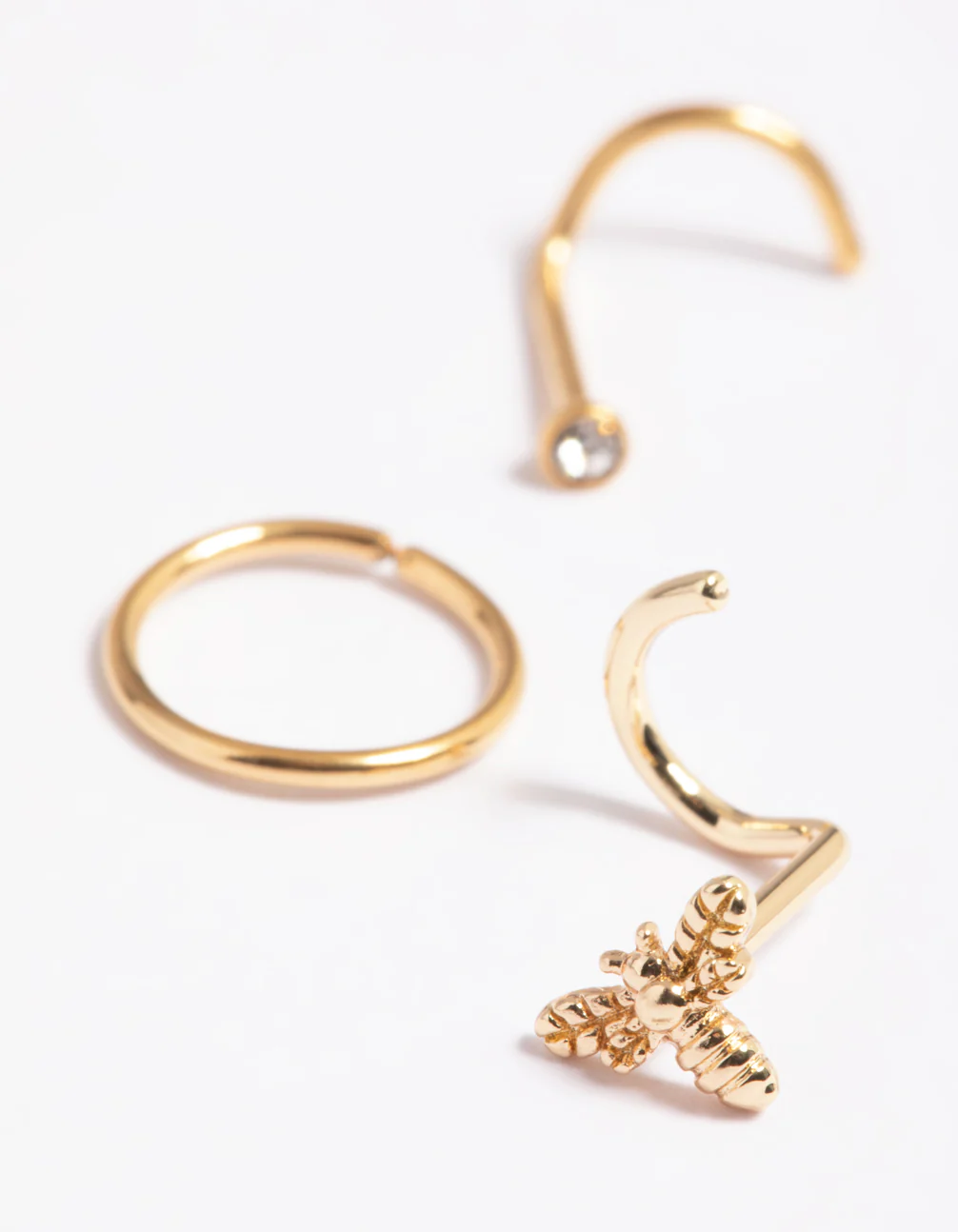 Gold Plated Surgical Steel Bee Nose Stud Pack - Image 2