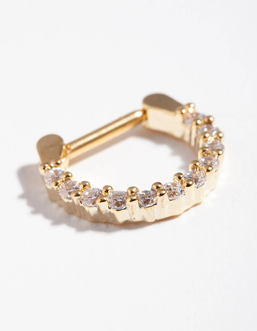 Gold Surgical Steel Cubic Zirconia Septum Clicker - Image 2