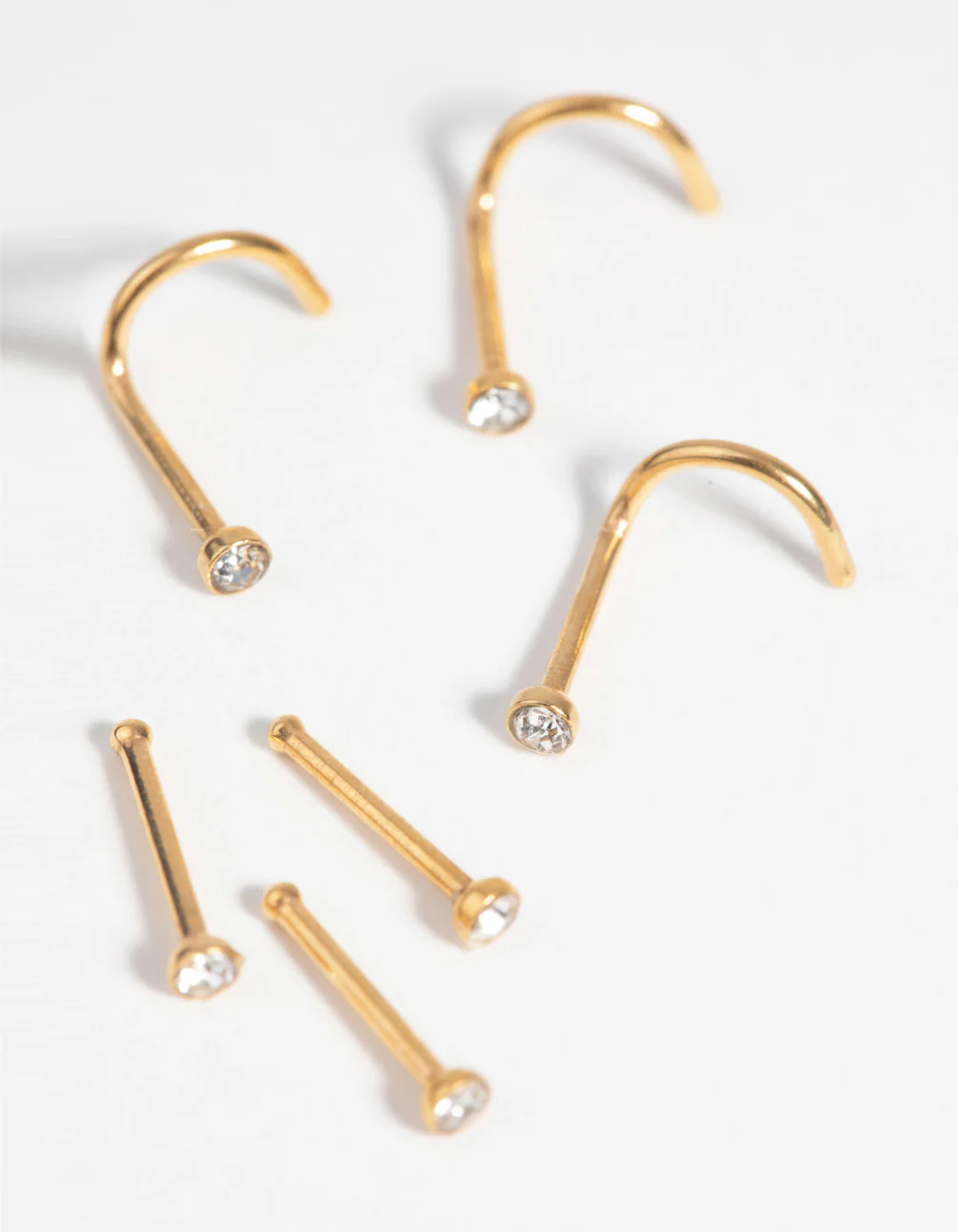 Gold-Plated Surgical Steel Nose Stud 6-Pack - Image 2