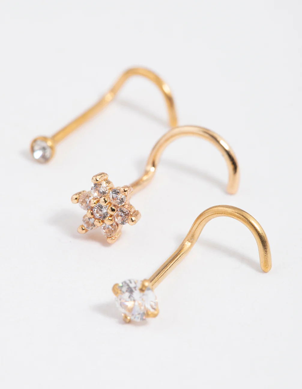 Gold Plated Surgical Steel Flower Nose Stud Pack - Image 2