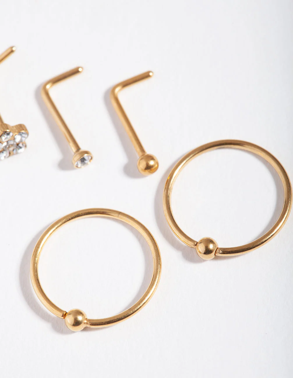Gold Surgical Steel Flower & Bee Nose Stud 6-Pack - Image 3