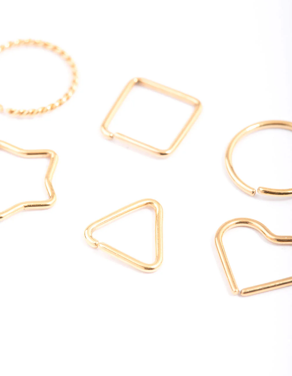 Gold Plated Surgical Steel Geometric Nose Ring 6-Pack - Image 2