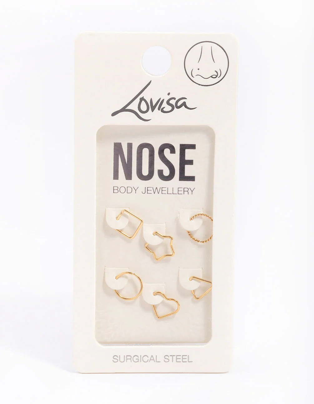 Gold Plated Surgical Steel Geometric Nose Ring 6-Pack - Image 3