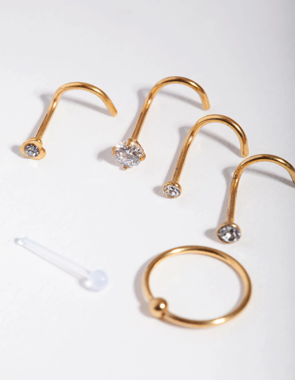 Gold Surgical Steel Diamante Nose 6-Pack - Image 2