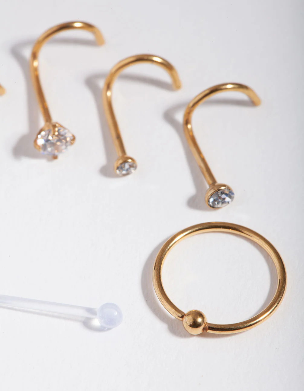 Gold Surgical Steel Diamante Nose 6-Pack - Image 3