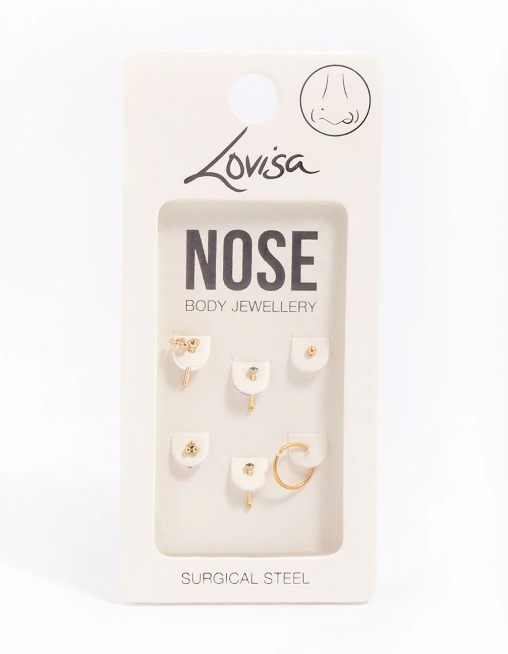 Gold Plated Surgical Steel Snake & Bezel Nose Piercing 6-Pack - Image 3