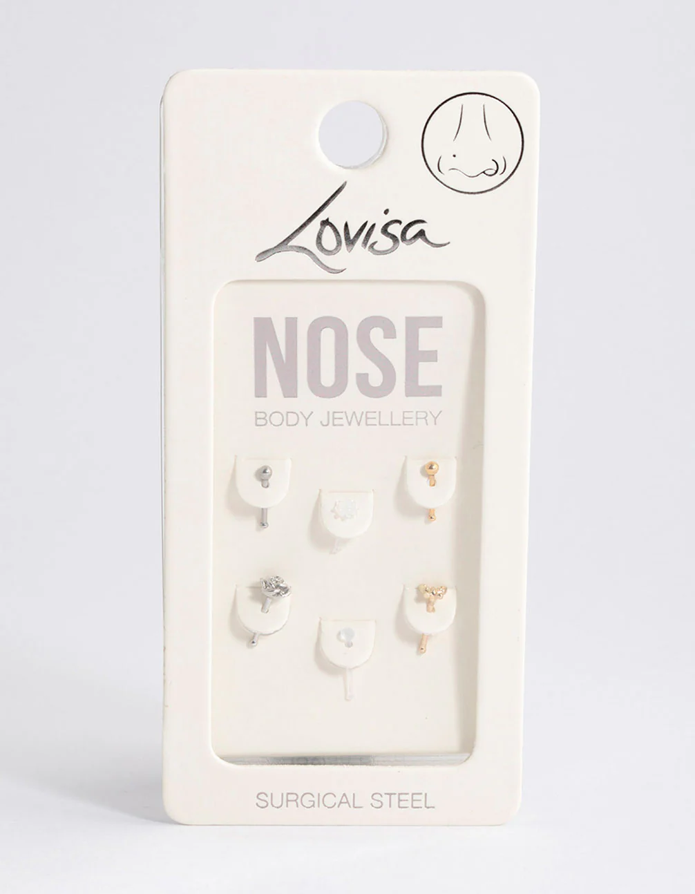 Surgical Steel Mixed Rose Butterfly Nose Stud 6-Pack - Image 3