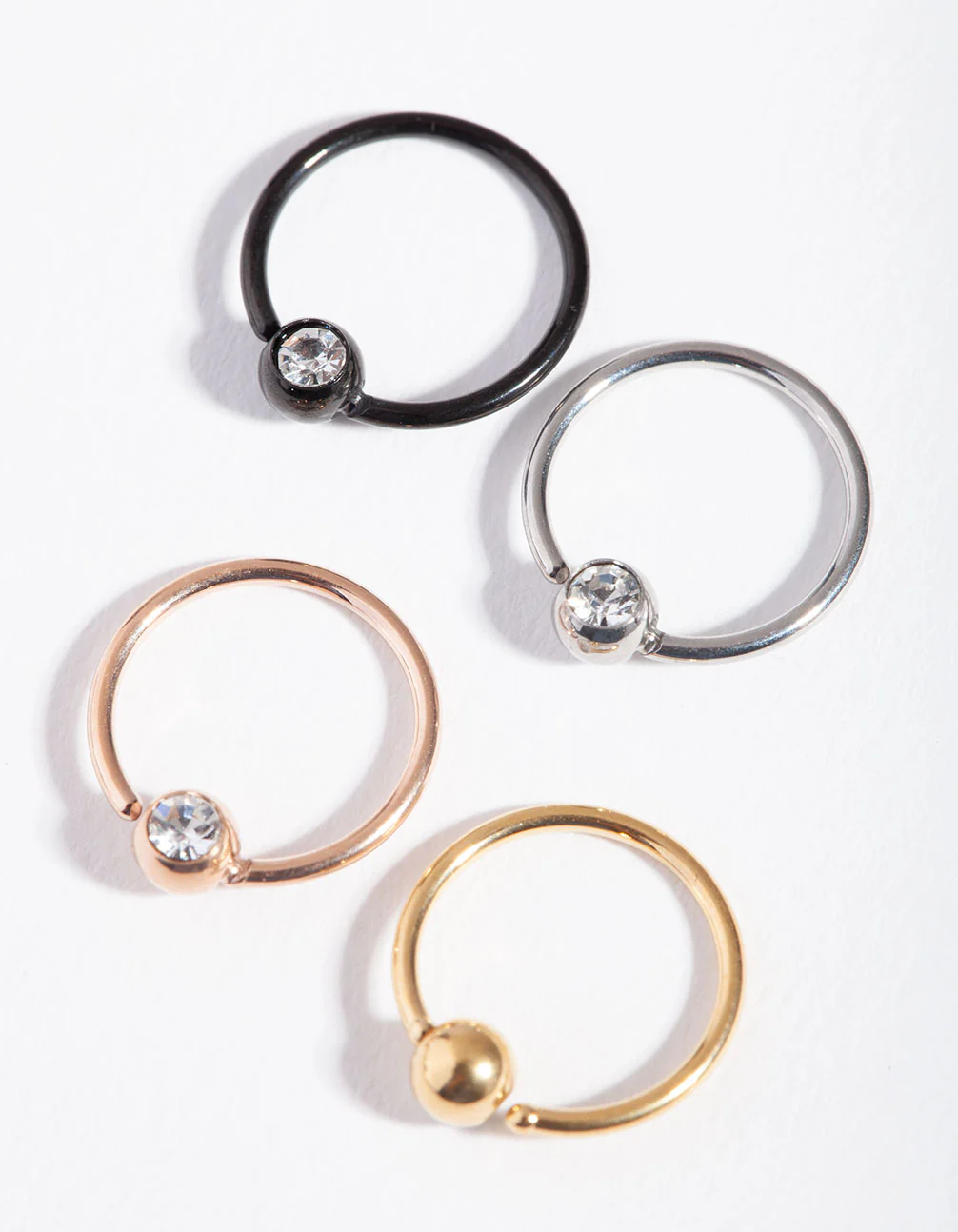 Mixed Metals Diamante Nose Ring 4-Pack - Image 2