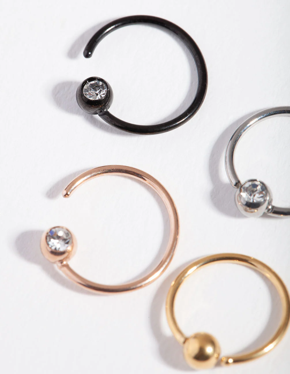 Mixed Metals Diamante Nose Ring 4-Pack - Image 3