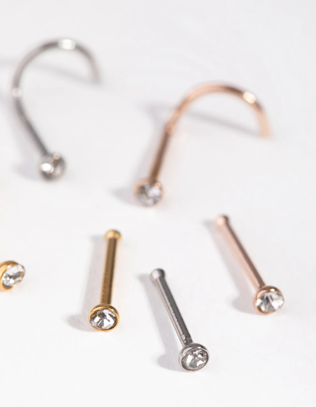 Mixed Metals Diamante Nose Stud 6-Pack - Image 3