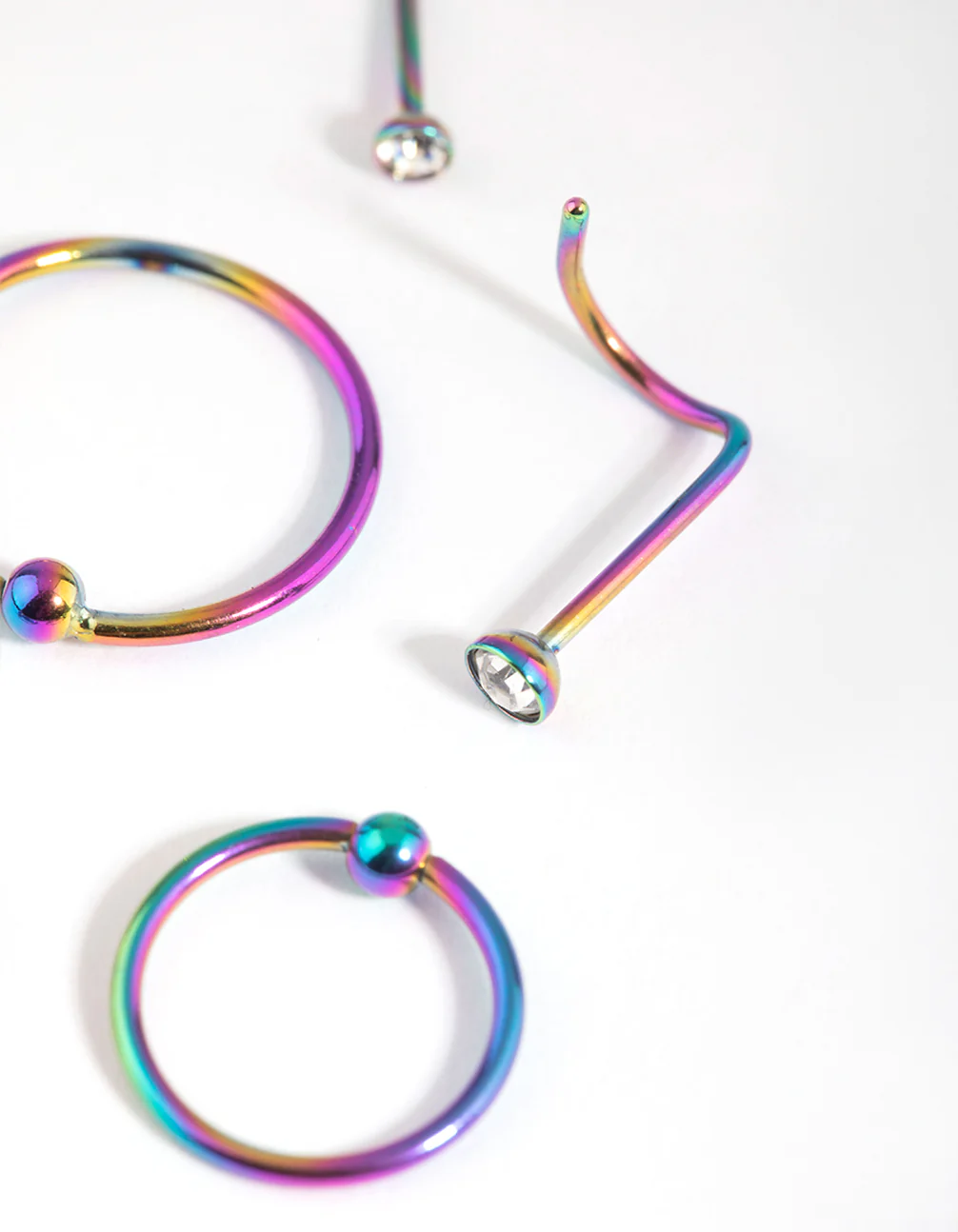 Surgical Steel Rainbow Nose Ring 6-Pack - Image 3