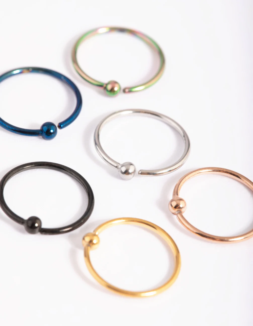 Mixed Surgical Steel Rainbow Nose Studs - Image 2