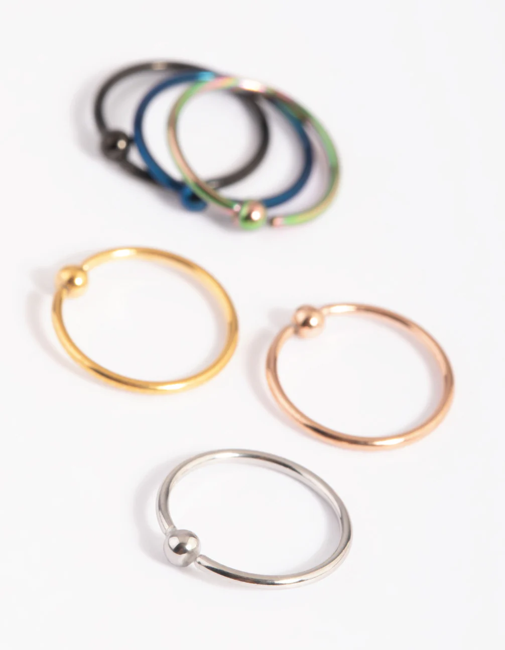 Mixed Surgical Steel Rainbow Nose Studs - Image 3