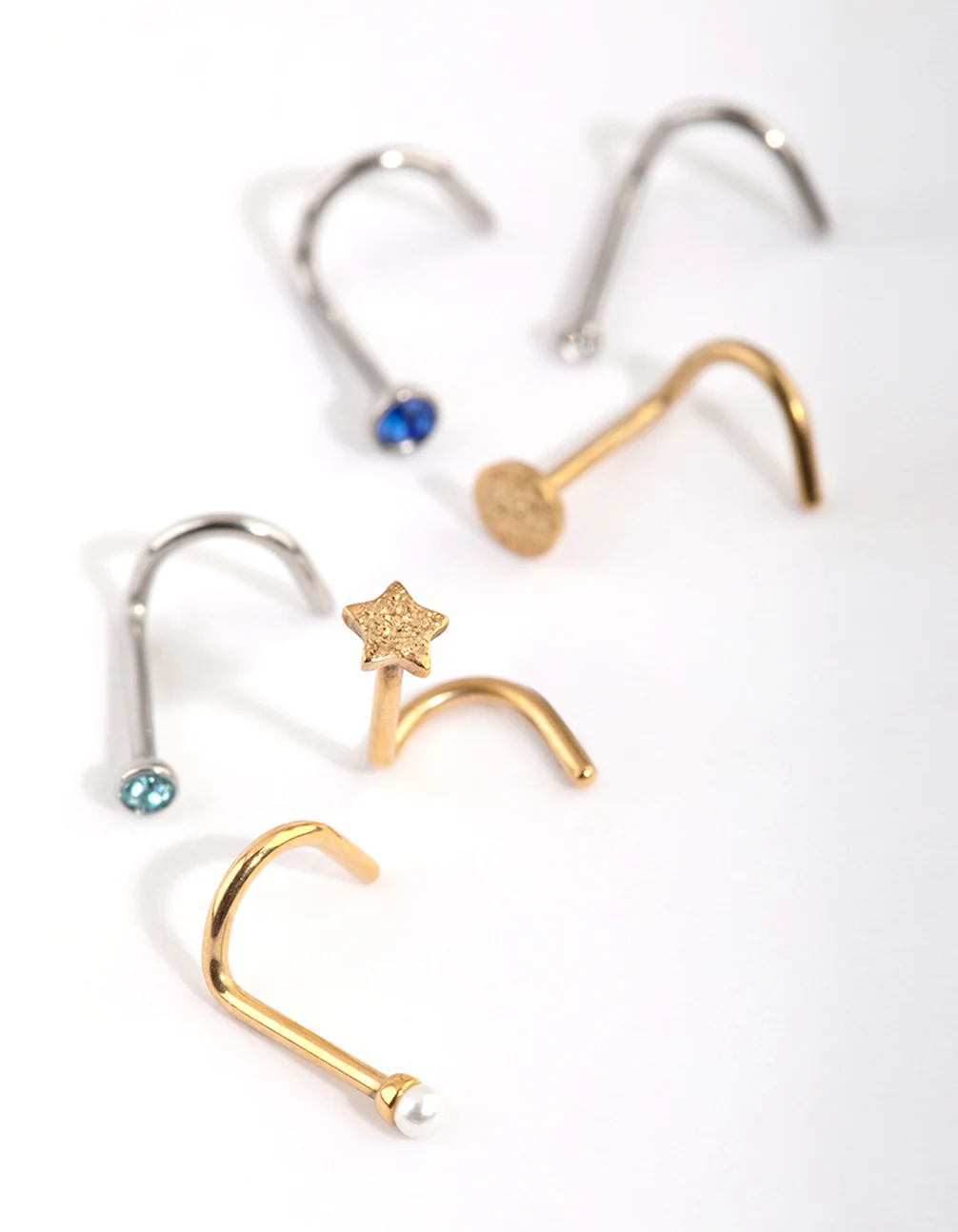 Mixed Surgical Steel Sapphire Nose Stud 6-Pack - Image 3