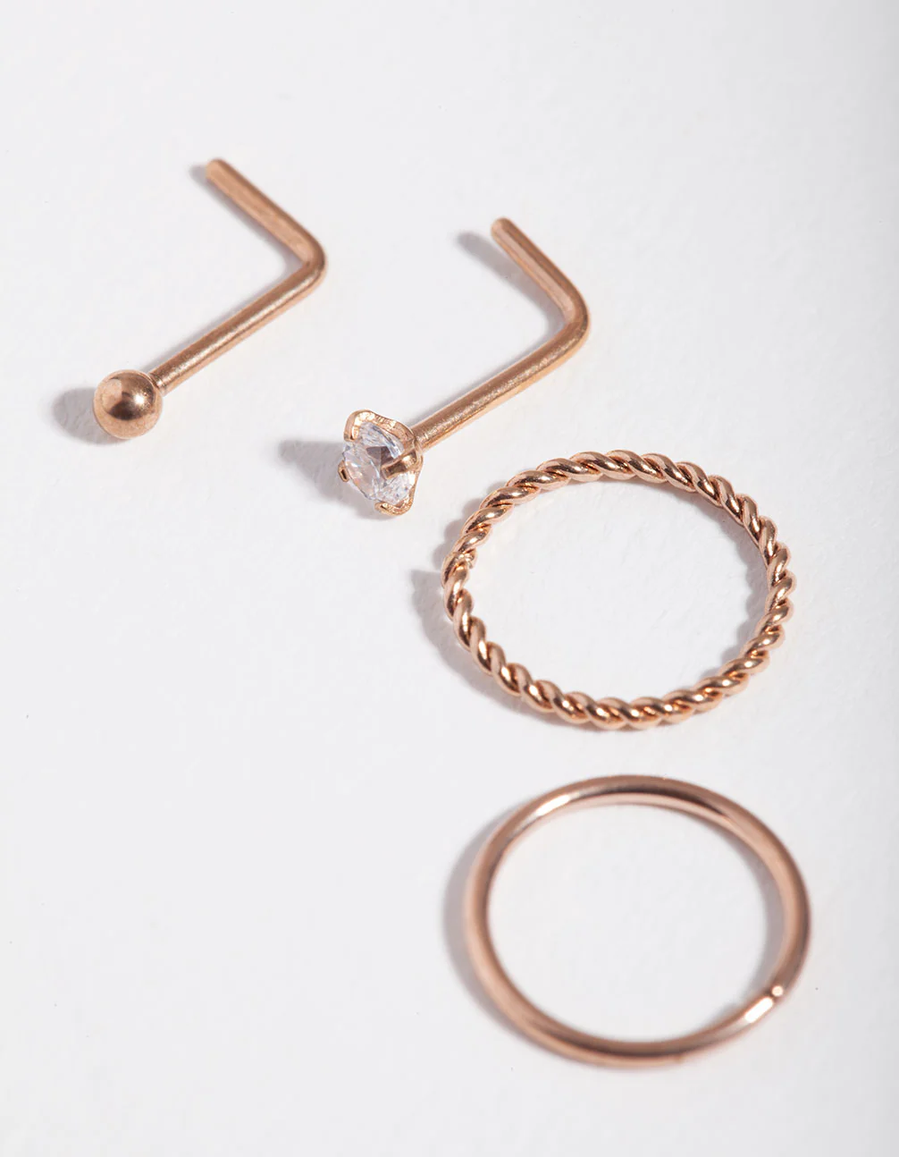 Surgical Steel Rose Diamante Twist Nose Stud 4-Pack - Image 2