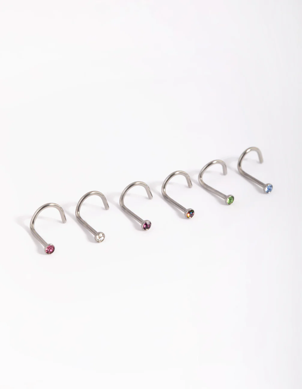 Surgical Steel Rainbow Diamante Nose Studs - Image 3