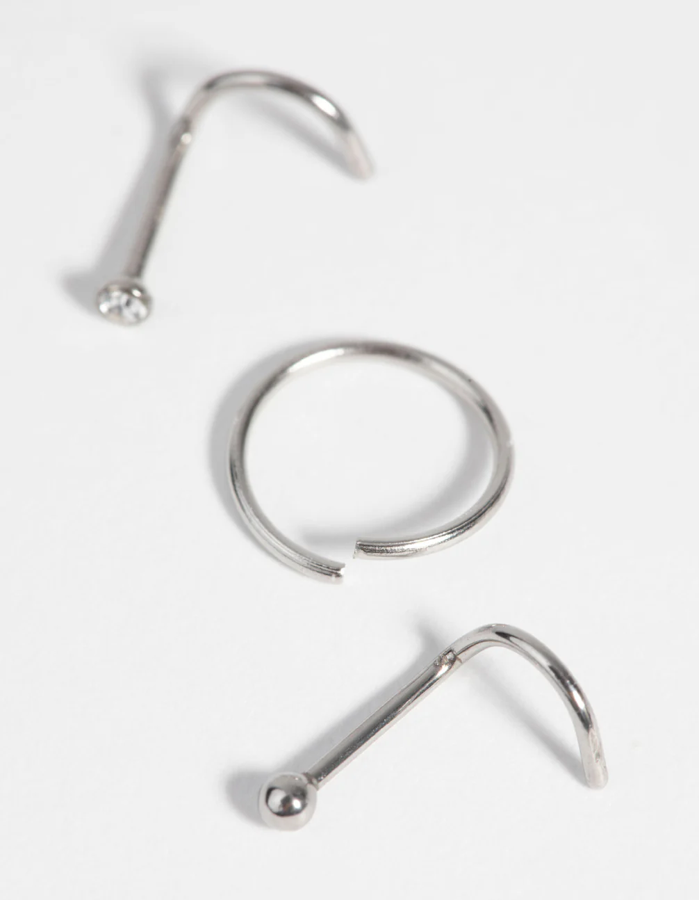 Surgical Steel Nose Stud & Ring Pack with Diamantes - Image 2