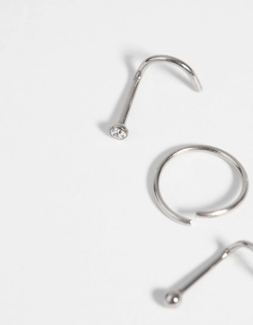 Surgical Steel Nose Stud & Ring Pack with Diamantes - Image 3