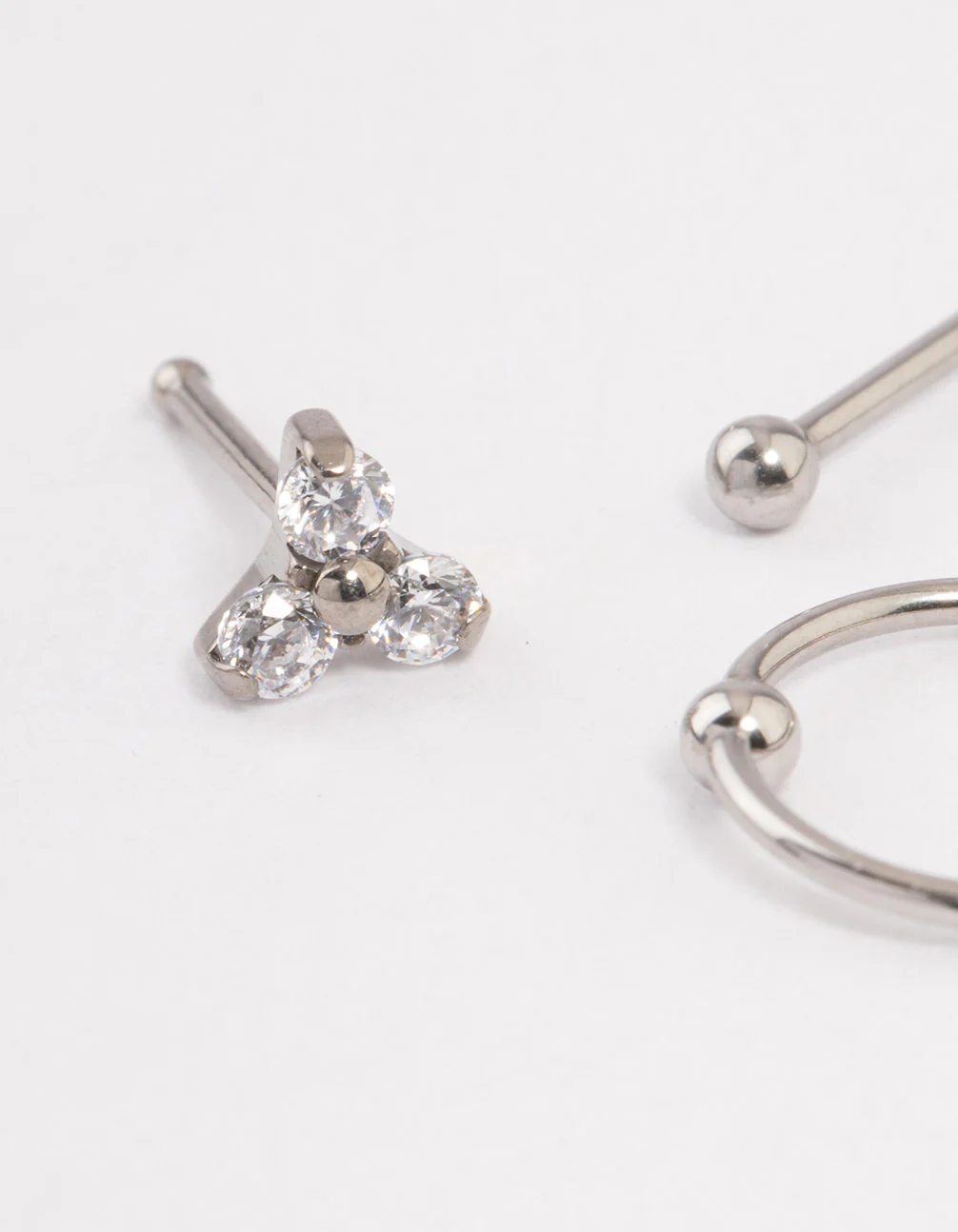Surgical Steel Cubic Zirconia Flower Nose Ring Pack - Image 2