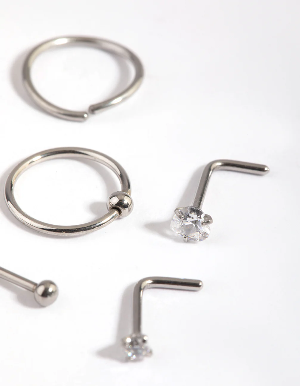 Surgical Steel Diamante Mixed Nose Ring 6-Pack - Image 2
