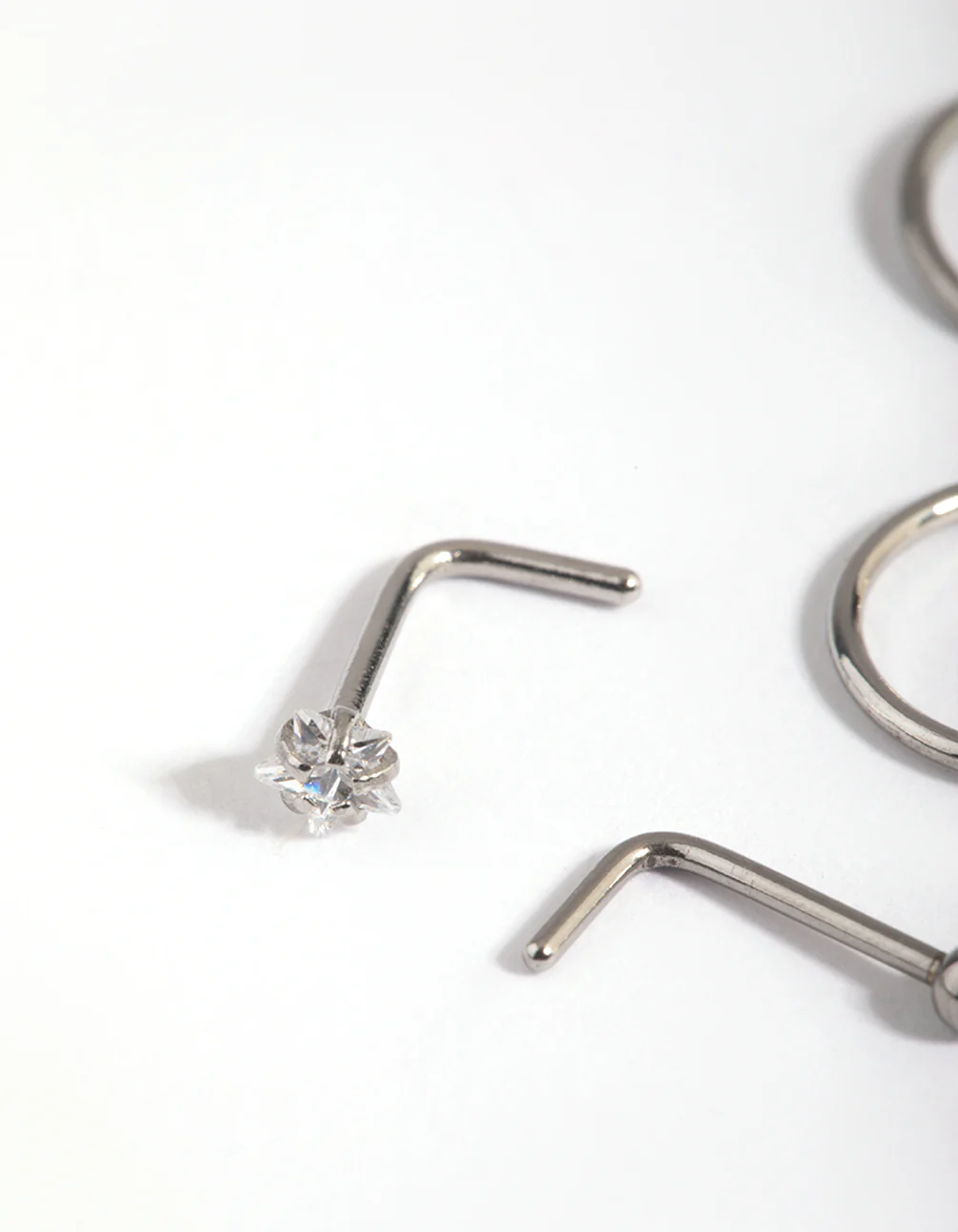 Surgical Steel Diamante Mixed Nose Ring 6-Pack - Image 3