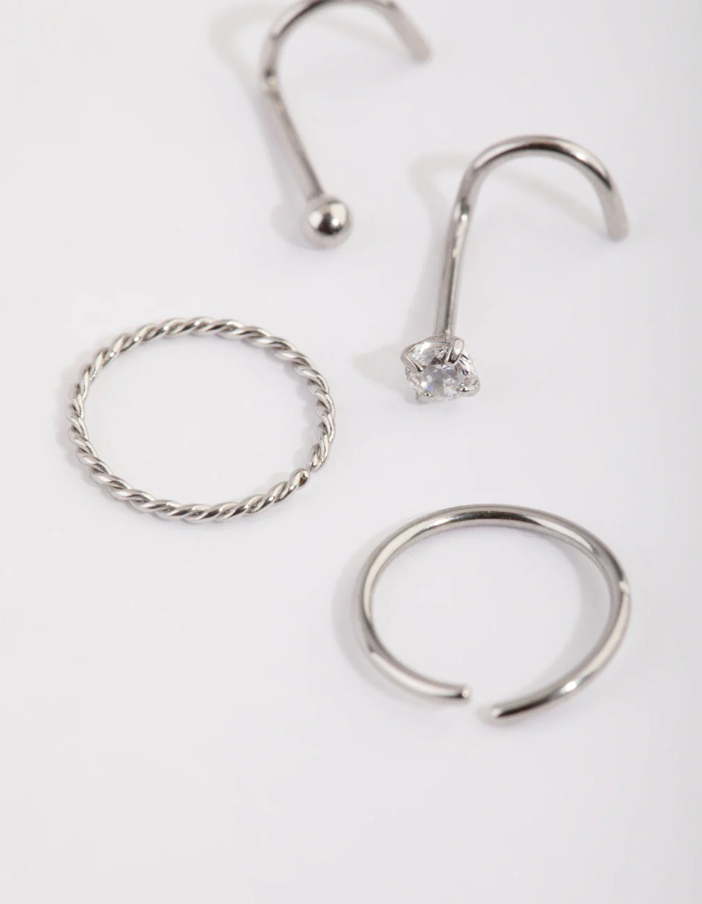 Surgical Steel Diamante Nose Ring 4-Pack - Image 3