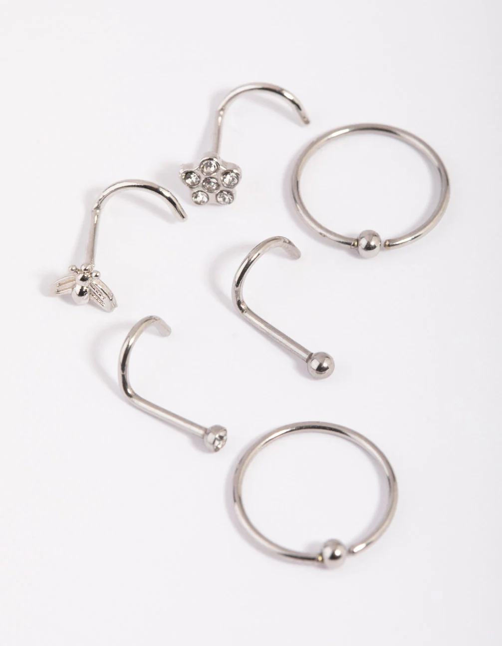 Surgical Steel Flower Nose Stud & Ring 6-Pack - Image 2