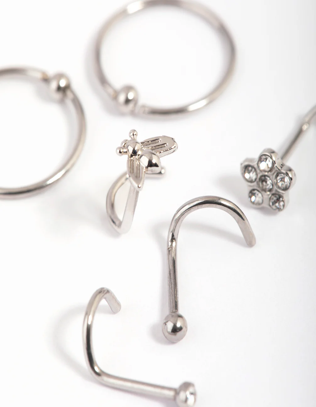 Surgical Steel Flower Nose Stud & Ring 6-Pack - Image 3