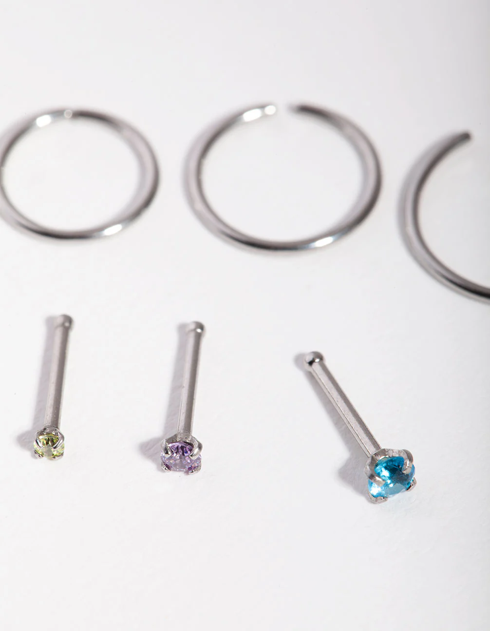 Surgical Steel Graduating Cubic Zirconia Nose Piercings 6-Pack - Image 2