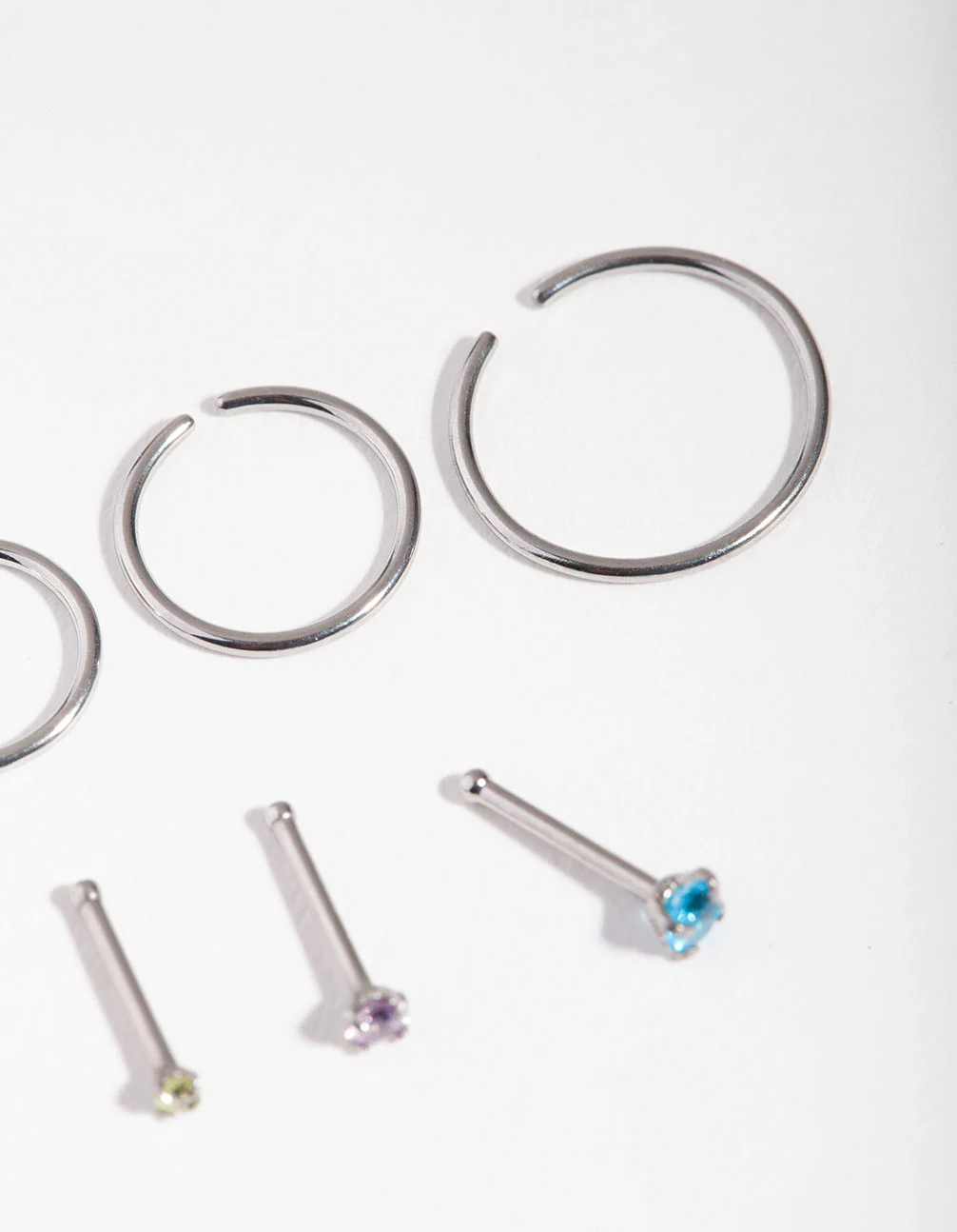 Surgical Steel Graduating Cubic Zirconia Nose Piercings 6-Pack - Image 3