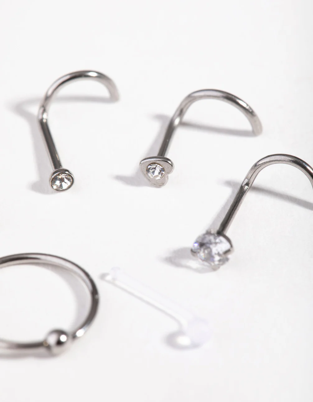 Surgical Steel Mixed Diamante Nose Stud & Ring 6-Pack - Image 2