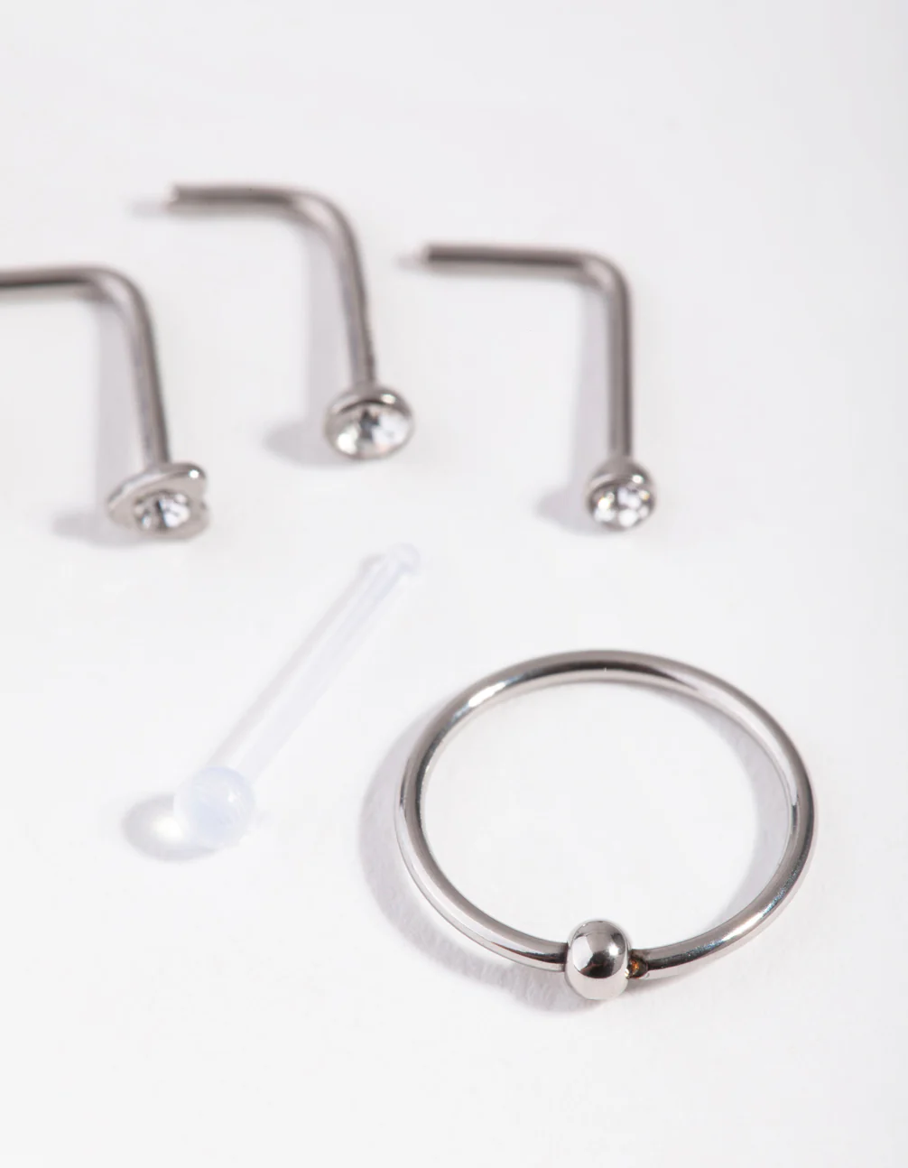 Silver Mixed Diamante Nose Stud 6-Pack - Image 3