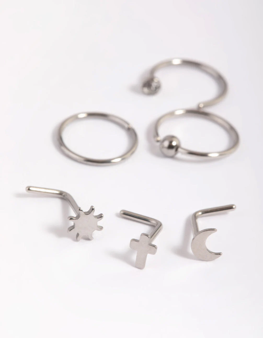 Surgical Steel Moon & Cross Nose Studs - Image 2